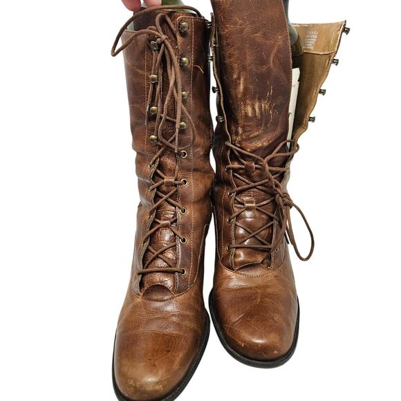 Vintage 90s Naturalizer 9.5 Brown Leather Lace Up Boot Cottage Whimsygoth - Picture 6 of 6